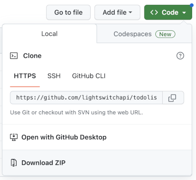 Github clone button